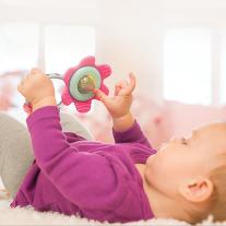 Въртяща бебешка дрънкалка и гризалка, Infantino, Розова