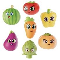 Комплект подложка и играчки за баня, Lisciani, Carotina, Зеленчуци, 8 части