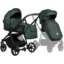 Бебешка количка 2 в 1 Tutis - Mio 3+, еко кожа, Pacific Green