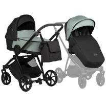 Бебешка количка 2 в 1 Tutis - Mio 3+, еко кожа, Sage