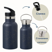 Бутилка и термос от неръждаема стомана 2 в 1 Fresk - Dots Indigo, 350 ml