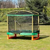 Детски батут за скачане със стълбичка, пързалка и люлка Chipolino Playground 200см. Зелен