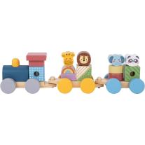 Дървен дидактически влак с животни Tooky Toy