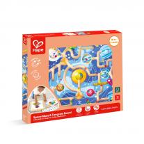 Дървен комплект за игра 2 в 1 Hape, Космически лабиринт и дъска танграм