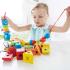 Дървен комплект за игра Hape, Разноцветни кубчета и форми за нанизване