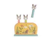 Детска дървена играчка Moulin Roty, Изскачащи зайчета