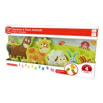 Детски дървен пъзел Hape, Числа и селскостопански животни