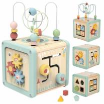 Дидактически дървен куб с активности 5 в 1 Tooky Toy