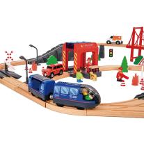Дървено влакче с релси и спасителни коли Tooky Toy