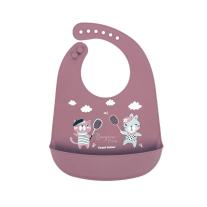 Силиконов лигавник с джоб Canpol babies, BONJOUR PARIS, 4м+, червен