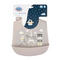Силиконов лигавник с джоб Canpol babies, BONJOUR PARIS, 4м+, бежов