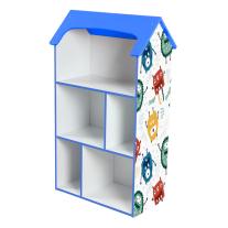 Детска етажерка къщичка Ginger Home за съхранение на книжки и играчки MONSTER, Синя