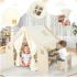 Детска дървена къща за игра с тента 6в1 Ginger Home