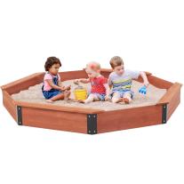 Голям Детски Пясъчник GINGER HOME Дървен OCTAGON с Водоустойчиво Покривало 