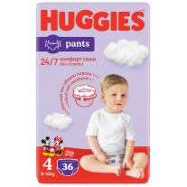 Пелени гащички HUGGIES PANTS, унисекс, размер 4, 9-14 КГ, 36 бр.