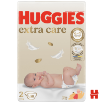 ПЕЛЕНИ HUGGIES EXTRA CARE, РАЗМЕР 2, 3-6 КГ, 58 БРОЯ