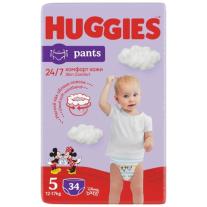 Пелени гащички HUGGIES PANTS, унисекс, размер 5, 12-17 КГ, 34 бр.