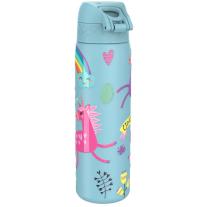 Бутилка за вода Ion8 Print, метална, 600ml, ЕДНОРОЗИ СИН
