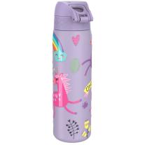 Бутилка за вода Ion8 Print, метална, 600ml, ЕДНОРОЗИ ЛИЛАВА