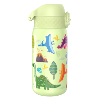 Бутилка за вода Ion8 Print, метална, 400ml, Dinosaurs