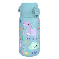 Бутилка за вода Ion8 Print, метална, 400ml, ЕДНОРОЗИ СИН