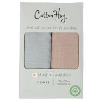Комплект бебешки пелени Cotton Hug - Синьо, 70 х 70 cm, 2 броя