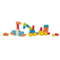 Комплект дървени, цветни кубчета за игра Hape, 44 части