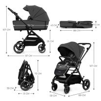 Бебешка количка 3в1 Kinderkraft YOXI MOONLIGHT GREY