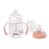 Преходна неразливаща се чаша с биберон 2в1 Beaba, 210 мл, Old Pink