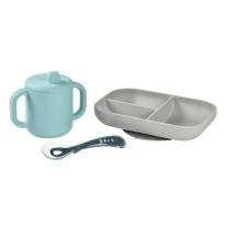 Силиконов комплект за бебешко хранене BEABA, 3 части, Blue