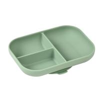 Силиконова чиния с вакуум и отделения BEABA, Sage Green