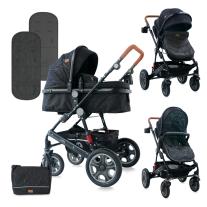 Lorelli Детска количка LORA с кош за новородено Black CIRCLES
