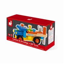 Janod - Дървена играчка за сглобяване и дърпане с инструменти - Камионче