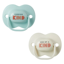Ортодонтични залъгалки Tommee Tippee ANY TIME 0-6м бежова и синя с декор KIND в кутия за стерилизиране
