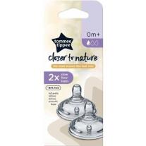 Комплект от 2бр. биберони за новородени Tommee Tippee Closer to Nature Slow 1 капка