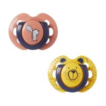 Ортодонтични залъгалки Tommee Tippee FUN FRIENDS силиконов биберон 0-6м Забавна декорация