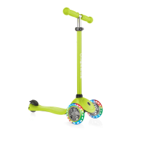 Тротинетка за деца GLOBBER Primo Lights със светещи гуми и регулируема височина Светло зелена